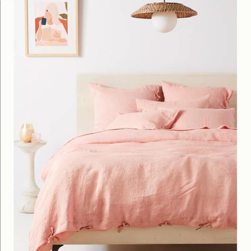 😁Anthropologie-Harmony Hemp Queen Duvet Cover